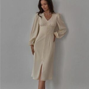 Lichi Cream Long Sleeve Dress